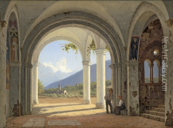 Vorhalle Eines Klosters Bei Trieste Oil Painting - Peter Kornbeck