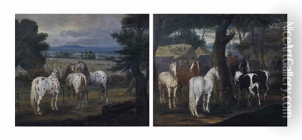 Chevaux Au Repos Oil Painting - Adam Frans van der Meulen