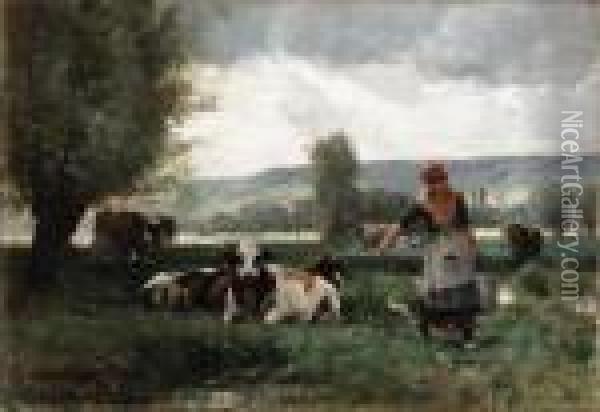 La Laitire (the Milk Maid) Oil Painting - Julien Dupre