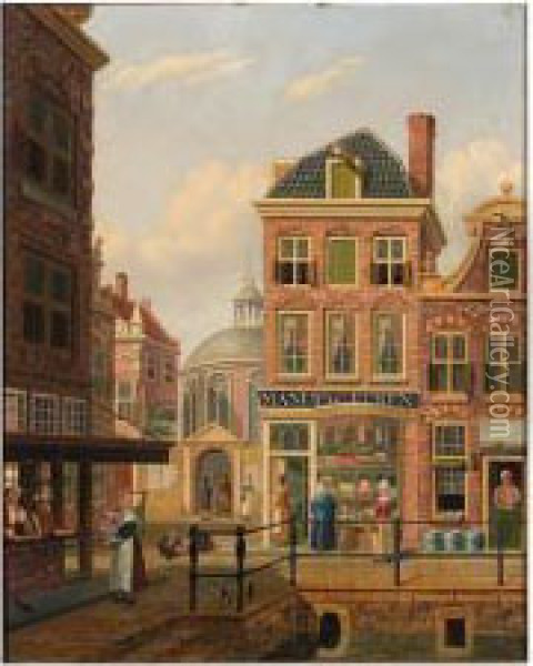 A Capriccio View In Amsterdam Oil Painting - Jan Hendrik Verheijen