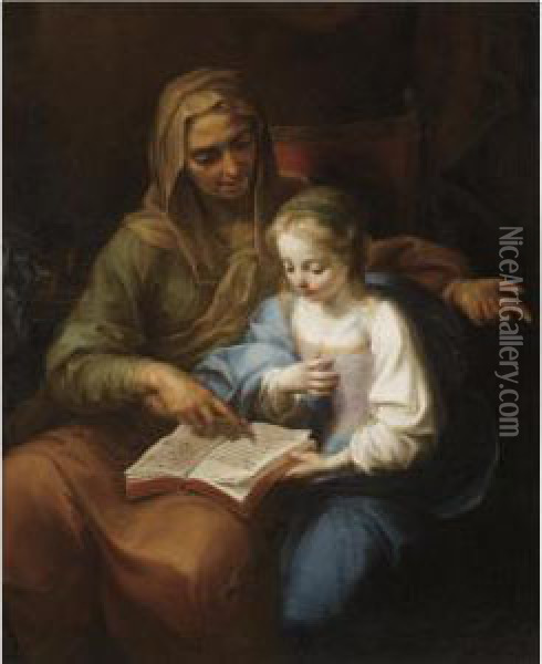 The Education Of The Virgin Oil Painting - Benedetto Luti