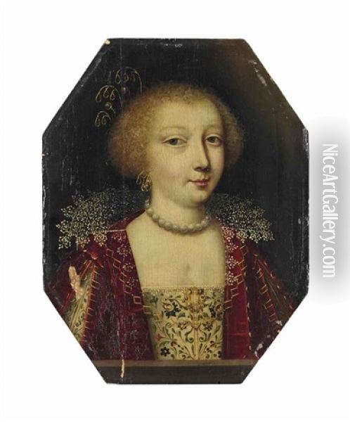 Portrait D'une Jeune Femme En Buste Oil Painting - Charles Beaubrun