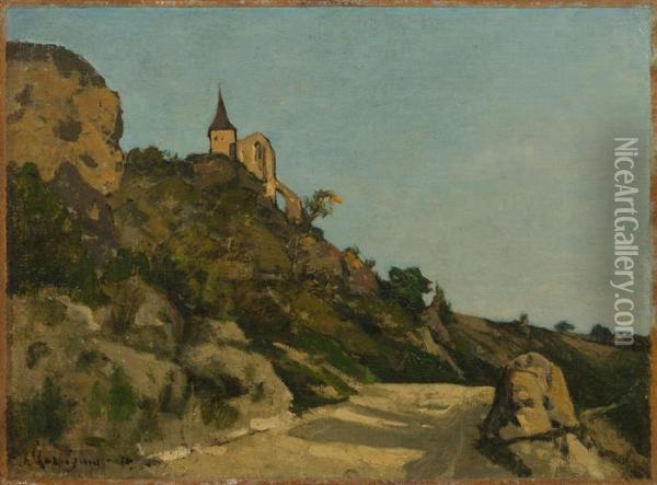 Chapel En Provence. Oil Painting - Henri-Joseph Harpignies
