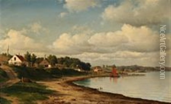 Fishing Village At Humlebaek, Denmark Oil Painting - Carl Emil Baagoe
