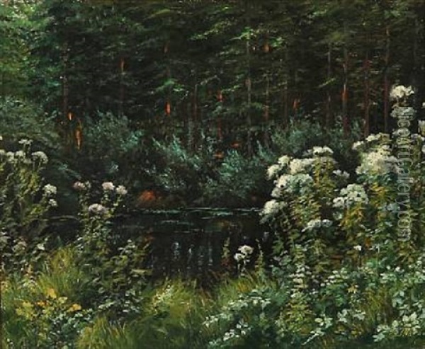 At The Forest Lake Oil Painting - Emmy Thornam