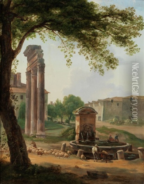 Romische Ansicht Oil Painting - Anton Sminck Pitloo