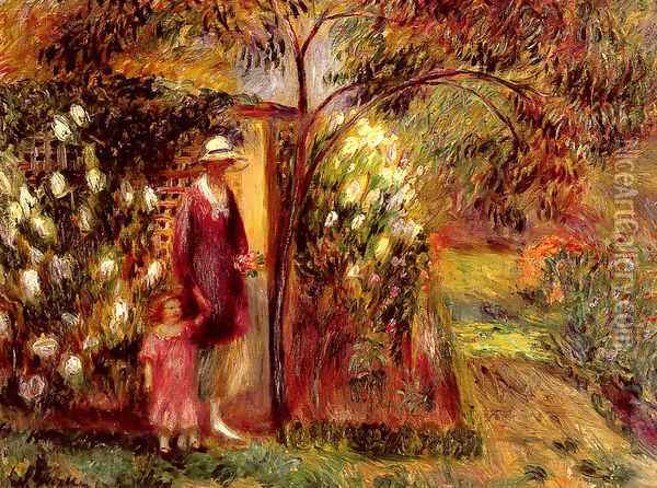 Two In A Garden Oil Painting - William Glackens