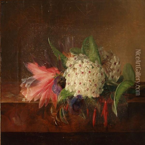 A Bunch Of Flowers On A Sill Oil Painting - Johanna, Hanna Hellesen