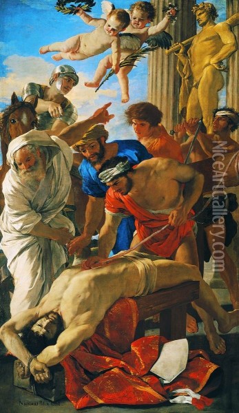The Martyrdom of St Erasmus 1628 Oil Painting - Nicolas Poussin