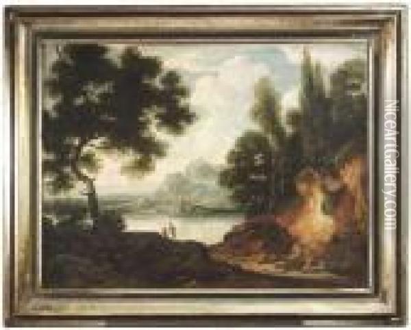 A Wooded River Landscape Oil Painting - Hendrick Mommers