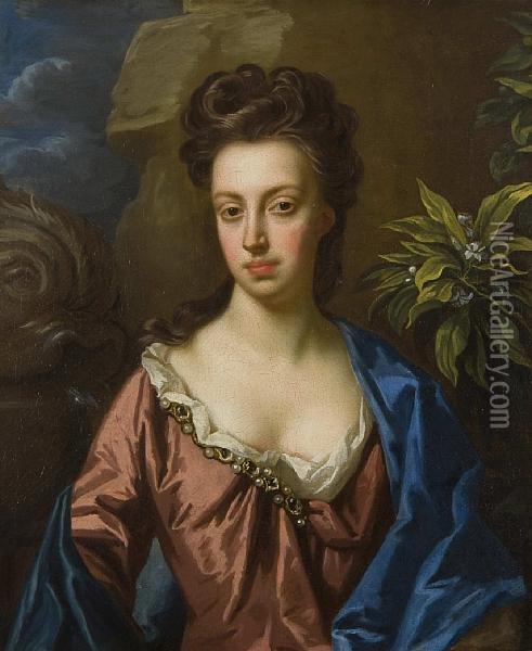 Half Length Portrait Of A Lady Oil Painting - Sir Godfrey Kneller