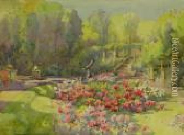 The Italian Gardens Scarborough Oil Painting - Harry Wanless
