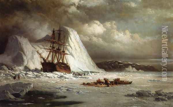 Icebound Ship c. 1880 Oil Painting - William Bradford