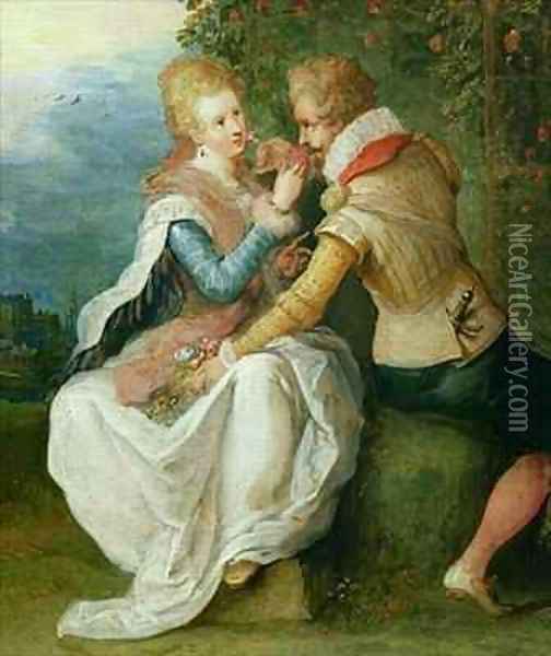 Two Lovers in a Garden Oil Painting - Frans the younger Francken