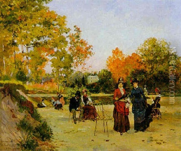 Promenade Au Jardin Oil Painting - Paul Berthon