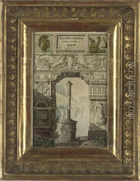 Antique Fragments From The Ruins Of Rome Oil Painting - Charles Percier