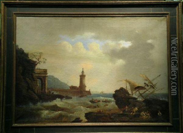 Shipwreck Of Harbor Oil Painting - Claude-joseph Vernet