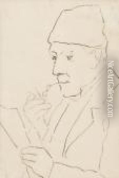 Lesender Grossvater Mit Pfeife Oil Painting - Albert Anker