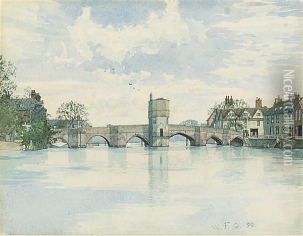 St. Ives Bridge, Huntingdonshire Oil Painting - William Fraser Garden