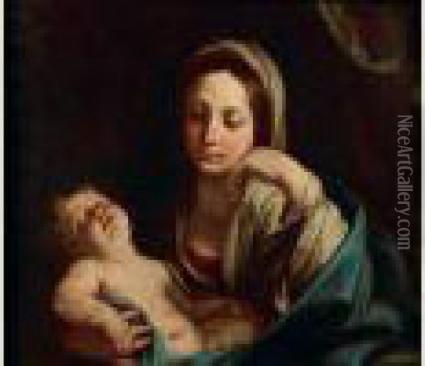 La Vierge Veillant Sur L'enfant Endormi Oil Painting - Elisabetta Sirani