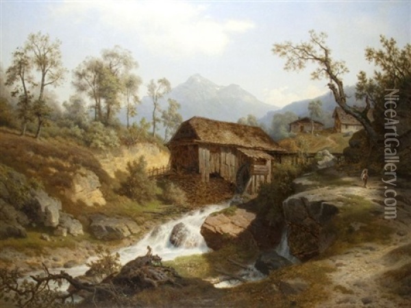 Am Gebirgsbach Oil Painting - Leonhard Rausch
