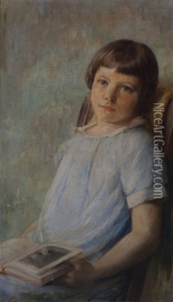 Portrait Of A Seated Young Girl Oil Painting - Marie Danforth Page