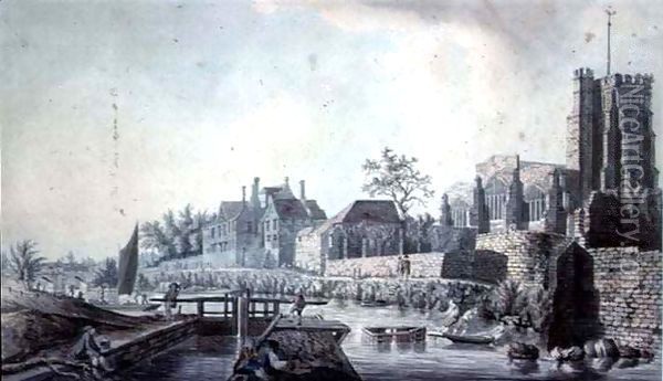 All Saints' Church and the Archbishop's Palace, Maidstone Oil Painting - John Melchior Barralet