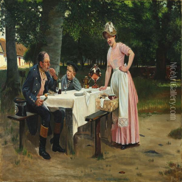 Family Outing Oil Painting - August Knoop