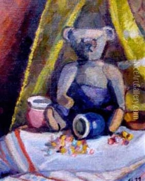 Teddybar Oil Painting - Alice Harburger