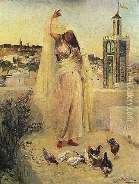 Sur Les Toits De Tanger Oil Painting - Gabriel Emile Nicolet