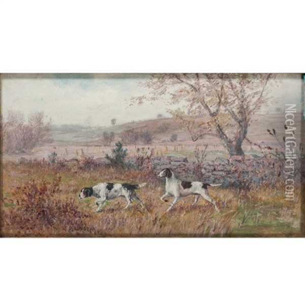 Settlers In A Fall Landscape Oil Painting - Thomas Corwin Lindsay