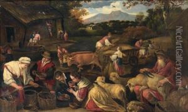 An Allegory Of Summer Oil Painting - Jacopo Bassano (Jacopo da Ponte)