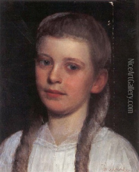 A Portrait Of A Young Girl Oil Painting - William J. McCloskey