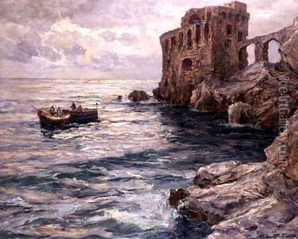 Fishing off the Coast of Capri, 1915 Oil Painting - Karl Gottlieb Wenig