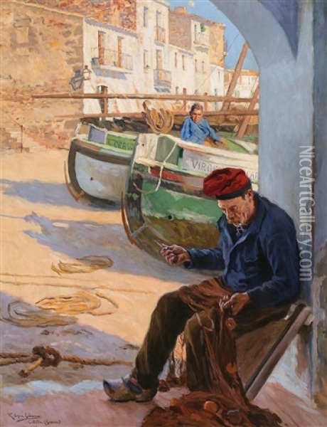 Pescador De Calella De Palafrugell Oil Painting - Ricardo Lopez Cabrera