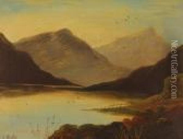 Highland Mountain Landscape Oil Painting - Charles Leslie