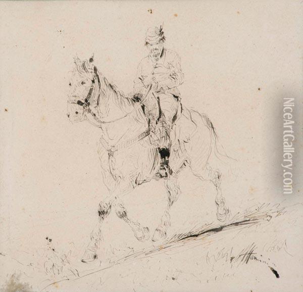 Alpino A Cavallo Oil Painting - Francesco Longo Mancini