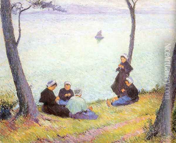 Breton Lacemakers 1912 Oil Painting - Bernhard Gutmann