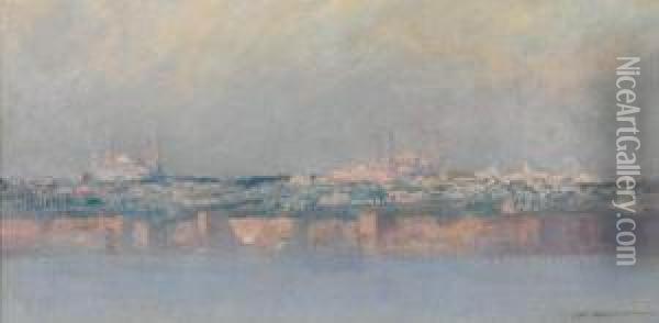 Veduta Di Costantinopoli Presa Dal Bosforo Oil Painting - Charles Cottet