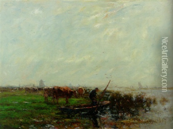 A Pastue Oil Painting - Willem Maris