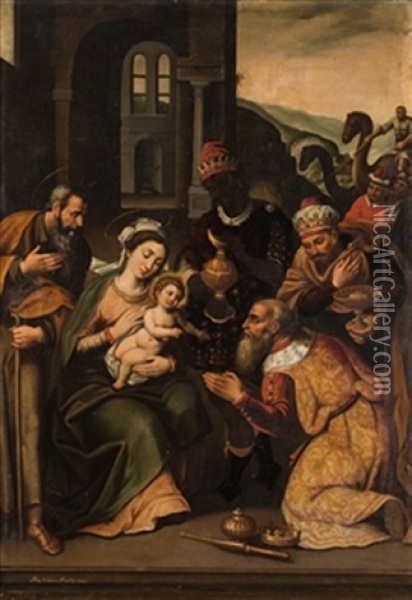 La Adoracion De Los Reyes Oil Painting - Miguel Cabrera