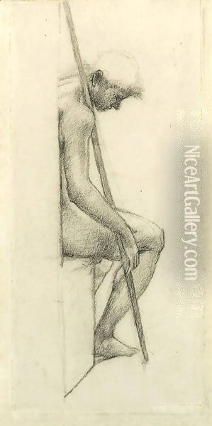 Study from the nude for a sleeping guard in 'The Council Chamber' in the Briar Rose series Oil Painting - Sir Edward Coley Burne-Jones