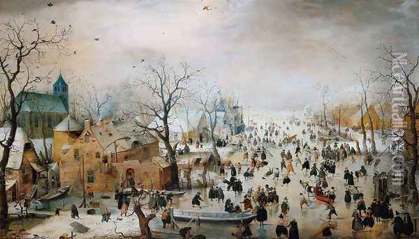 Winter Landscape 1608 Oil Painting - Hendrick Avercamp