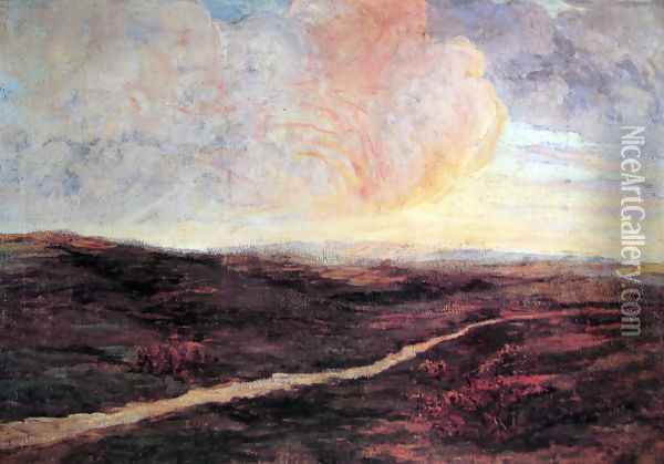 Sundown at Pusian Oil Painting - Giovanni Segantini