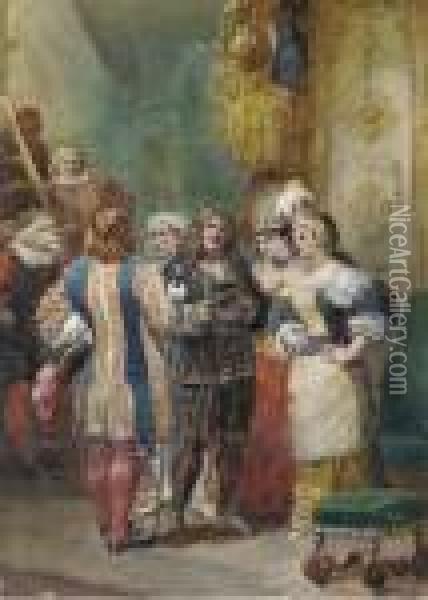 L'impromptu De Versailles, D'apres Moliere (scene Iii); Lemoisne,no. 1349 Oil Painting - Eugene Louis Lami