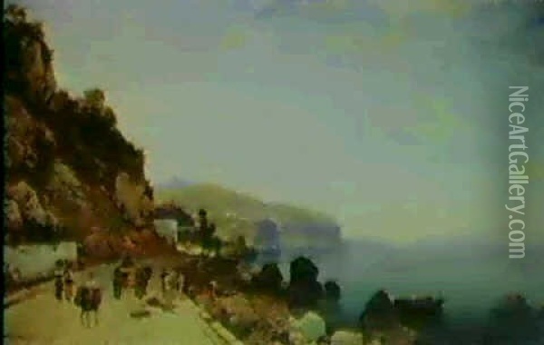 Veduta Della Costiera Sorrentina                            Con Capri, Da Castellammare Oil Painting - Hermann David Salomon Corrodi