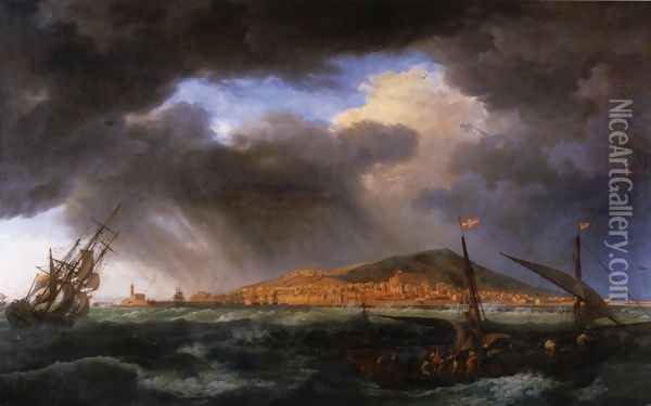 Harbour View from Cette Oil Painting - Claude-joseph Vernet