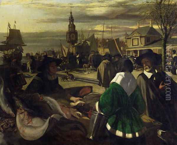 Market in the Hague, c.1660 Oil Painting - Emanuel de Witte