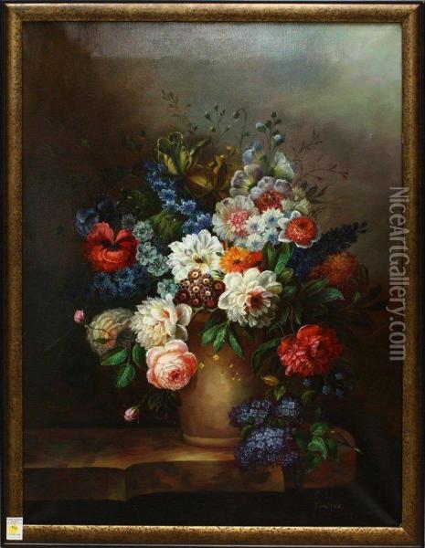 Floral Still Life Oil Painting - Luis Franco Y Salinas