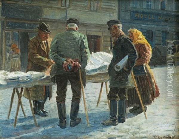 On The Market Oil Painting - Vojtech Bartonek
